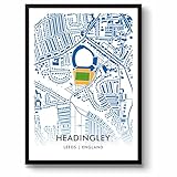 GroundDesigns LEEDS RHINOS Rugby League Gift HEADINGLEY Stadium Art A3 Print LRRLFC