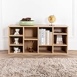 Cube Bookshelf Wooden Storage Organiser TV Stand Wood Shelving Open Bookcase Unit Shelf For Home Living Room Office Bedroom Furniture (Beech)