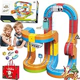 Clickrail Electric Train Set Flexible Race Track, Magnetic Train Track Set for Kids, Gravity-Defying 3d Embedded Layouts & Motorized Car, Birthday for Boys, Girls (Luxury Mode)