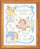 Janlynn 1-Piece Sleepy Bunnies Birth Announcement Counted Cross Stitch Kit