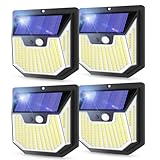 Solar Security Lights Outdoor Graden - 4PACK Solar Wall Lights 270° Wide Angle Motion Sensor Lights IP65 Waterproof Outside Powered Flood Lighting for Fence Garden