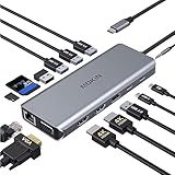 USB C Docking Station Dual Monitor, 14 IN 1 USB-C Laptop Docking Station Dual HDMI USB C Hub Multiport Adapter with 2 HDMI VGA 5 USB SD/TF Audio for Dell/Surface/HP/Lenovo