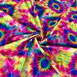 Premium Quality Printed Matte Nylon Lycra | 4 Way Stretch Swim Wear, Dance Leotard, Leggings Material | 50+ Colours/Prints in Stock | Sold by The Metre | by Tia Knight (Rainbow Tie Dye)