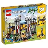 LEGO Creator 3in1 Medieval Castle Toy to Tower or Marketplace, with Skeleton, Dragon Figure, 3 Minifigures and Catapult 31120