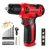 DEKOPRO 8V Cordless Drill Set with 3/8" Keyless Chuck, Built-in LED, Type-C Charge Cable, 42pcs Acessories, Power Drills for Drilling and Tightening/Loosening Screws
