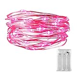 Pink Battery Fairy Lights, Dalugo 3M 30 LED Battery Operated Pink Valentines Lights for Girls Bedroom Valentines Day Christmas Birthday Decorations
