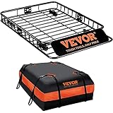 VEVOR Roof Rack Cargo Basket, 130.5 x 91.5 x 12.7 cm Rooftop Cargo Carrier w/ 15 Cu Ft Waterproof Cargo Bag, 90 kg Capacity Universal Rack Carrier for SUV, Truck
