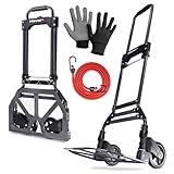 MoverX Folding Hand Truck Aluminium, Heavy Duty Hand Truck Foldable Trolley on Wheels, Multi Purpose Sack Truck Moving Trolley, 80kg