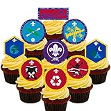 Made4You Cub Scout Badges Party Pack, Edible Cake Decorations - Stand-up Wafer Cupcake Toppers (36)