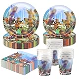 Rob 80pcs Party Tableware Set, Decoration for Boys - Table Decorations - 80 pcs Include Cups Paper Plates and Napkins for Gamer Party