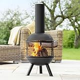 Harrier Steel Chiminea Fire Pits - Small/Medium/Large Outdoor Log Burner | Steel Chiminea Patio Heater with Log Store| Elevate Your Outdoor Ambiance (Small Chiminea)
