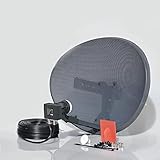 SSL Satellites Freesat HDR Satellite Dish DIY Self Installation Kit, Latest Dish with Quad LNB, Twin Black Coax Cable, All necessary Brackets, Bolts and SATELLITE FINDER (10 Meter Kit, Black)