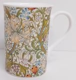 William Morris Golden Lily Mugs Set of 2 Bone China 300 ml Windsor Lilies Floral Cups Hand Decorated UK