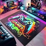 Gaming Area Rug Teen Boys Carpet, Game Controller Carpet, Non-Slip Multi Play Mat Printed Gamepad Play Mat for Boys Girls Playroom Bedroom Living Room, 80x120cm