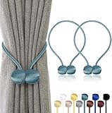TopHomer Magnetic Curtain Tie Backs 2 Pack - 10 Colour Options | No-Drill Installation for All Room Types (Blue)