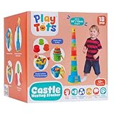 John Adams | Play Tots - Castle Nesting Stacker | 3-in-1 stacking and sorting toy, encourages colour and shape recognition - build up to 73cm high! | Baby and Toddler Toys | Ages 12m+