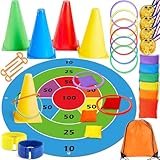 Lubibi 3 in 1 Ring Toss Game Carnival Games Set, Plastic Cones Bean Bags Ring Toss Games With Storage Bag, Throwing Rings For Kids & Adult Outdoor Garden Party Sports Day Games Outdoor Indoor Activity