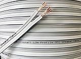electrosmart 25m Low Profile Flat White Oxygen Free Copper OFC Loud Speaker Cable - Multi-Strand 158 (2x 79 Strand) - Outside Dimensions of Cable: 1.7mm x 10mm