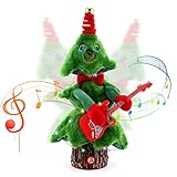 Singing Dancing Christmas Tree Aceshop 14'' Christmas Plush Toy with Music and Lights Electric Christmas Ornaments Stuffed Toy Wiggle Singing Xmas Musical Doll for Kids Gift Home Party Xmas Decor
