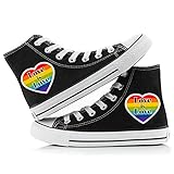 Jinlin Gay Pride Shoes High Top Sneakers LGBT Rainbow Classic Casual Canvas Shoes for Women Men