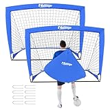 Naissgo Football Net Goals Pop up Football Goal, Training Equipment for Kids Teens,Foldable Soccer Goal, Portable Gate for Garden, Backyard, Playground,Beach （Blue）