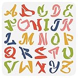 BENECREAT Graffiti Letters Stencil 30x30cm, Street Graffiti Uppercase Alphabet Reusable Painting Stencils for Scrapbooking Drawing DIY Furniture Wall Floor Fabric Decors