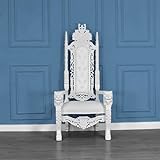 Lion King Throne Chair - French White Frame with White Faux Leather