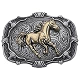 GORGECRAFT Horse Belt Buckles Men Western Cowboy 84×64mm Antique Golden Running Horse Belt Buckles Vintage Men American Western Cowboy Indian Elements Vintage for Women Men's Belt Christmas Halloween