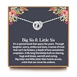 JOSYANDLOVE Big Sister Gifts, Sister Necklace, Sterling Silver 2 Interlocking Circles Necklaces for Women, Sister Birthday Gifts, Christmas Gifts