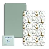 Yoofoss Cot Bed Sheets 140 x 70 cm Fitted Super Soft and Breathable Cot Bed Sheets Cozy Baby Cot Sheets 2 Pack Green Giraffes