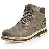 CC-Los Men's Winter Snow Boots with Sherpa Fleece Lining Waterproof Slip-Resistant Insulated Grey Size 9-9.5