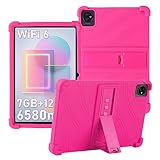 ATOOZ for TABWEE T80 Tablet Case,Soft Silicone Blackview Tab 30 Wifi/70 Wifi Case 2024,Blackview Tab 7 Wifi/Tab 8 Wifi Tablet Case 10.1 Inch,OSCAL Pad70/Pad60 Case for Kids with Bracket (Rose red)