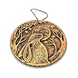 Stunning Copper-Finished Circular Terracotta Plaque - 20cm x 20.5cm (1 Pc) - "Moon Gazing Hare" Design - Perfect for Indoor & Outdoor Display, Brown