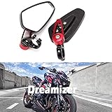 DREAMIZER 7/8" 22mm Motorcycle Bar End Mirrors, Motorcycle Rearview Mirrors for CB1000R Grom MSX125 CB500F Z1000 Z650 Z750 Z800 ER6N ER6F MT07 MT09 MT10 FZ6 FZ07 FZ09 FZ10 GSF1250 GSF600