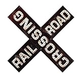 Railroad Crossing Prismatic Embossed Metal Sign - Vintage Railroad Sign for Garage, Bedroom or Man Cave