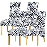 Leorate 4PCS High Back Dining Chair Covers - Stretch Removable Polyester Slipcovers, Floral Print Design, Wrinkle-Resistant & Machine Washable Furniture Protectors (Color-126010)