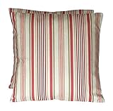 2 x 18" (45cm x 45cm) Clarke & Clarke Belle Sage Green Pink Cream Beige Vintage Style Striped Stripe Cushion Covers