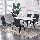 mcc direct Set of 4 Faux Matte Suede Leather Dining Chairs With metal Legs home& restaurants henri [Black*Grey *Light Grey* Pink] (BLACK)