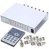 UHPPOTE 4CH Color QUAD System Video Splitter CCTV DVR Camera Processor Remote Control with 7 BNC Adapter
