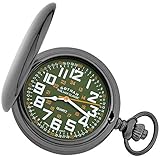 Gotham Men's Gunmetal Railroad Polished Finish Covered Quartz Pocket Watch # GWC15044BG