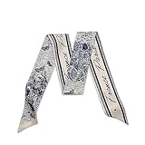 LumiSyne Skinny Silk Scarf For Women Girls Narrow Long Neckerchief Flower Printed Letter Pattern Romantic Artistic Style Satin Slim Ribbon Thin Scarf Tie Headdress Hair Scarf Handbag Handle Ribbon