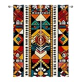 Ethnic Kitchen Curtains for Windows - Bohemian Tribal Southwestern Blackout Eyelet Curtain 54 Drop, Short Curtains for Bedroom, W46 X D54, 2 Panels Drapes Home Decor