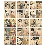 HOSTEESSCHOICE Vintage Art Postcards set of 30 Post card of Japanese Artist Kitagawa Utamaro variety pack Famous Painting Scenery,4 x 6 Inches
