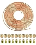 QWORK® 3/16" x 32.8ft/10m Copper Plated Brake Pipe, OD 4.76mm, ID 3.3mm with 20 nuts