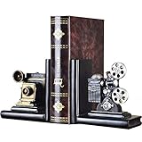 E-isata Shelf Book Ends Camera Movie Projector Bookends Heavy Vintage Storage Hipster Office Study CDs DVDs Travel Exploration Gifts Decoration Organiser
