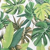Wholesale Fabrics 100% Cotton Fabric - Green Tropical Palm Leaf - Craft Fabric Material Metre, 44'' Wide (CP0908-IVORY)
