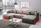 New Large U-Shape Sofa Bed With Storage FREE ASSEMBLY & Delivery - Sleeper Sofa (Grey-Beige)
