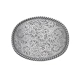 PH PandaHall Western Cowboy Belt Buckle, Belt Fastener Floral Belts Buckle Engraved Buckles Oval Buckles Fits 1.6 inch Belts Strap for Men Women Jeans Leather Belts Wedding, Antique Silver
