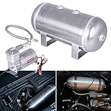 CNRAQR 150 PSI Air Compressor with 1.6 Gallon 200 PSI Air Tank Aluminum Air Compressor Onboard System 12V 1/4NPT for Train Truck Trailer Train Auto Air Lift Suspension Heavy Duty Air Horn Compressor