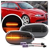 NSLUMO Led Dynamic Side Indicator Sequential Marker Light Amber Led Turn Signal Lamps Replace For OEM Alfa Rome.o 147 GT Mito QV Fiat Bravo II 2 Smoke Lens